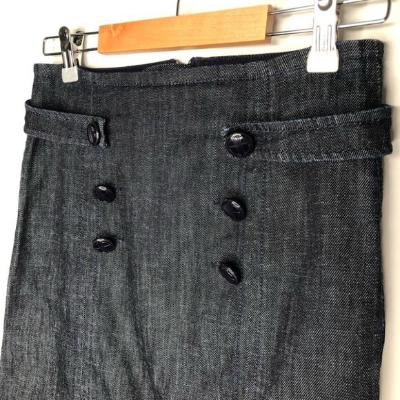 LILLY Pulitzer Denim Nautical Button  Front Skirt Size 0 - Picture 2 of 6